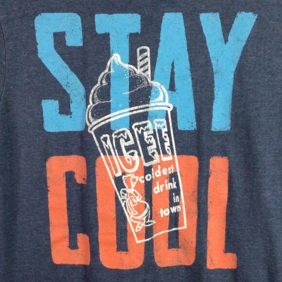 Classic ICEE slurpee Stay Cool Summer T Shirt Navy Blue Med - Picture 2 of 4